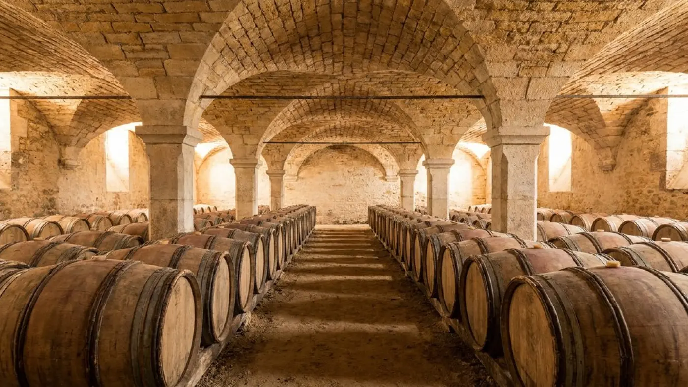 Выдержка вина в погребе. Тематическая иллюстрация к истории Château Lafite.