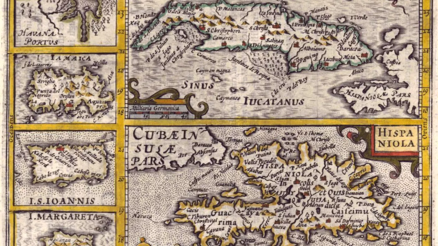 Куба и Испаньола на старинной карте: плантации сахара, морские пути и первые ромовые партии для флота и колоний