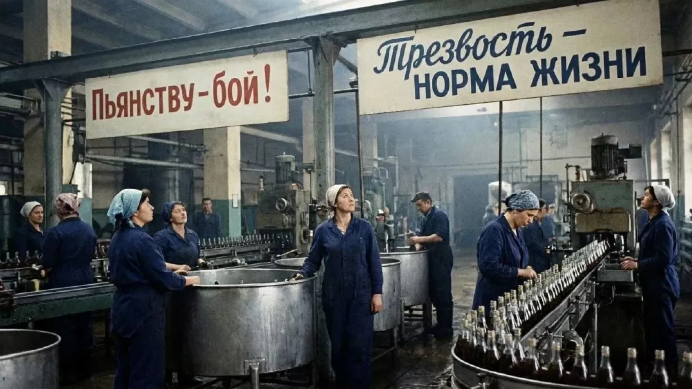 Антиалкогольная кампания 1985 года: плакаты висели в тех же цехах, где вчера выполняли план по литрам