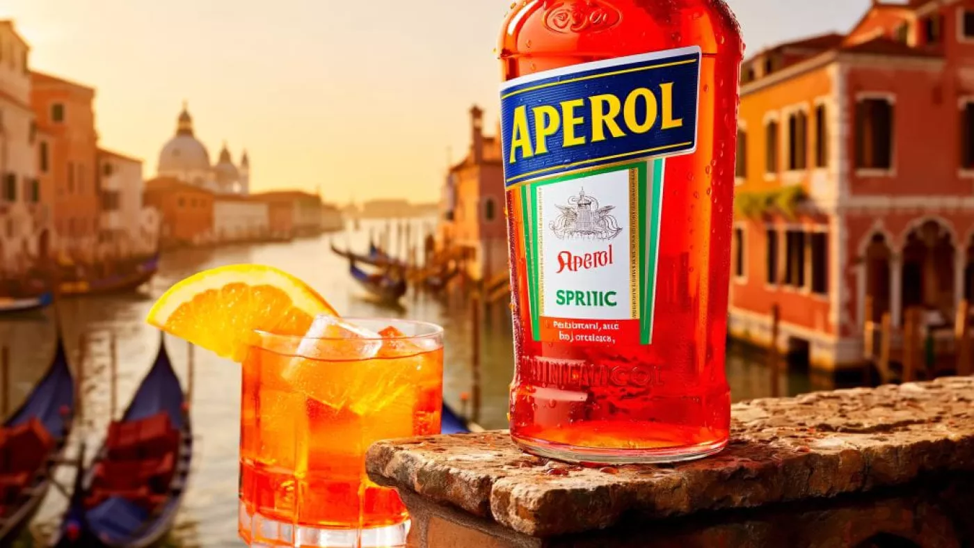 Aperol Spritz в каноническом исполнении: просекко, Апероль, содовая, лёд и долька апельсина — формула, покорившая мир