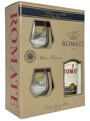 Бренди Romate Solera Reserva, gift box with 2 glasses 0.7 л