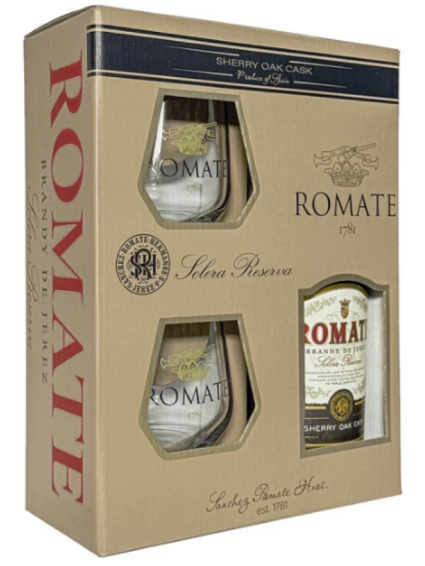 Romate Solera Reserva, gift box with 2 glasses