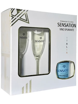 Просекко Sensation Prosecco DOC Brut, gift box with 2 glasses 0.75 л