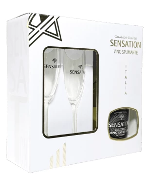 Sensation Blanc de Blanc, gift box with 2 glasses 0.75 л