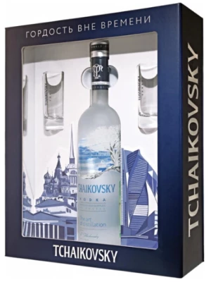 Водка Tchaikovsky, gift set with 2 shots 0.7 л