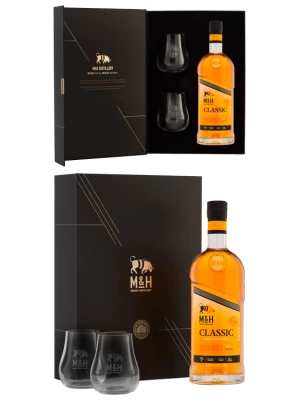 Виски M&H Classic, gift box with 2 glasses 0.7 л