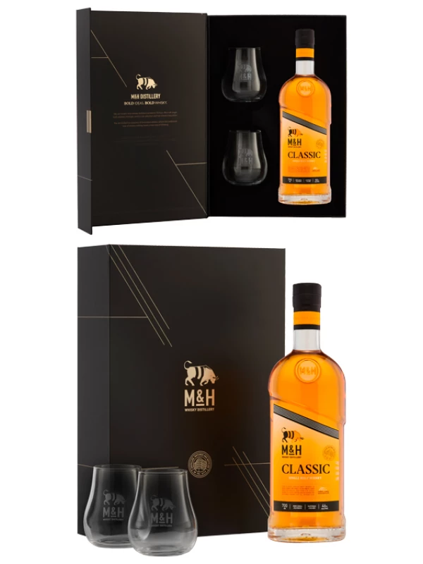 M&H Classic, gift box with 2 glasses