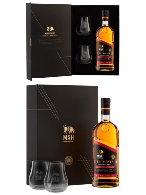 Виски M&H, Elements Sherry, gift box with 2 glasses 0.7 л