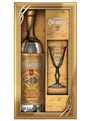 Водка Orthodox Old Gold, gift box with glass (lafitnik) 1 л