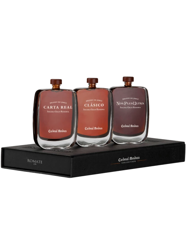 Cardenal Mendoza Solera Gran Reserva Carta Real & Clasico & Non Plus Ultra, gift set of 3 bottles in box