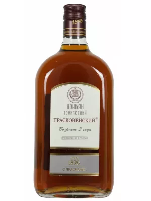 Коньяк Прасковейский трехлетний, Три звёздочки, во фляжке 0.5 л
