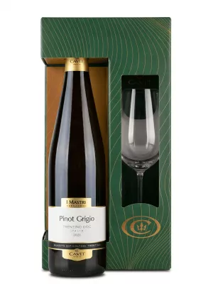 Вино Mastri Vernacoli Pinot Grigio, Trentino DOC, gift set with glass 2023, 0.75 л