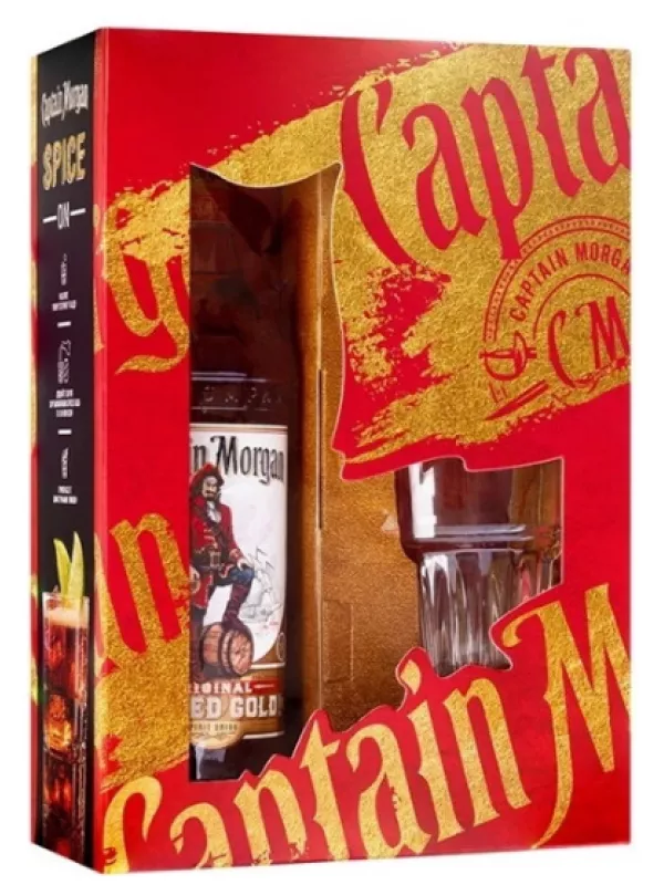 Captain Morgan Spiced Gold, gift box with glass