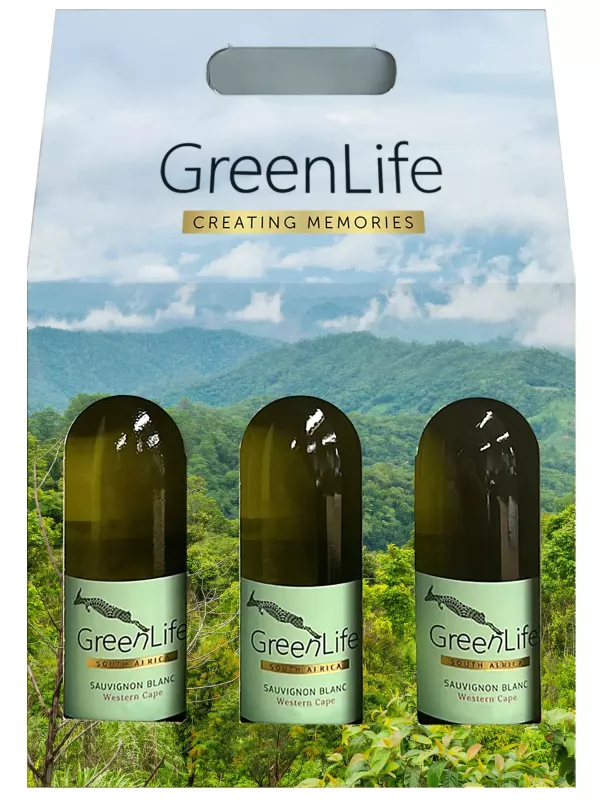 GreenLife Sauvignon Blanc, Western Cape WO, gift set of 3 bottles