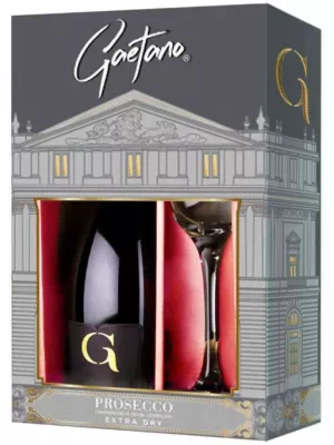 Просекко Gaetano Prosecco DOC Extra Dry, gift box with glass 0.75 л
