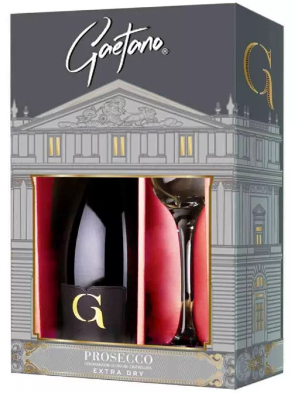 Gaetano Prosecco DOC Extra Dry, gift box with glass