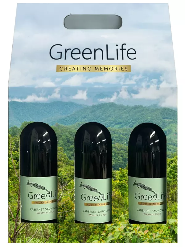 GreenLife Cabernet Sauvignon, Western Cape, gift set of 3 bottles