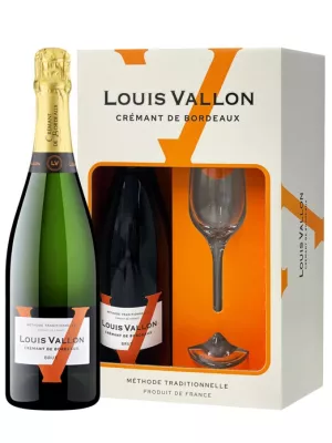 Louis Vallon Cremant de Bordeaux AOC Brut, gift box with glass 0.75 л