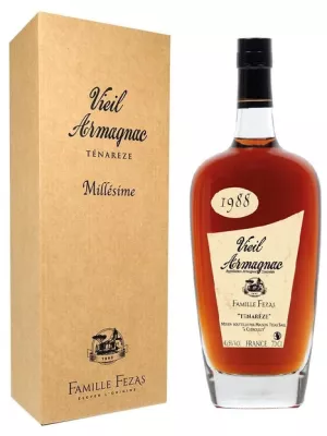 Арманьяк Famille Fezas Vieil, Tenareze AOC, gift box 1988 0.7 л