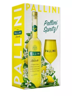 Ликер Pallini, Limoncello, gift box with plastic glass 0.5 л