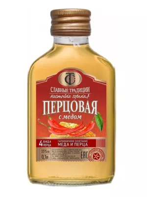 Настойка Славные Традиции Перцовая с медом, настойка горькая 0.1 л