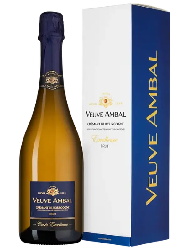 Veuve Ambal, Cuvee Excellence Brut, Cremant de Bourgogne AOC, gift box