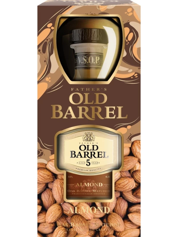 Father's Old Barrel Almond, gift set with glass