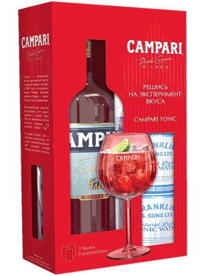 Аперитив Campari, Natural Indian Tonic, gift set with 3 cans of Franklin & Sons 0.75 л