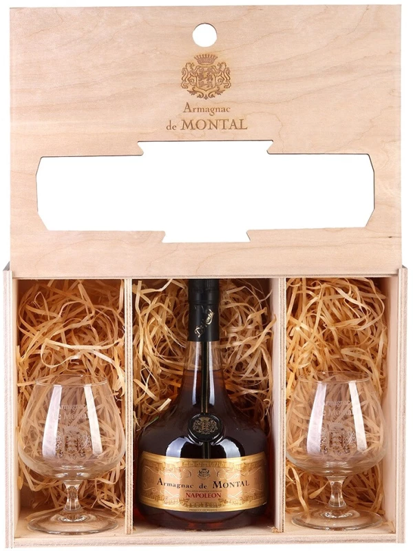 Armagnac de Montal Napoleon, gift set with 2 glasses
