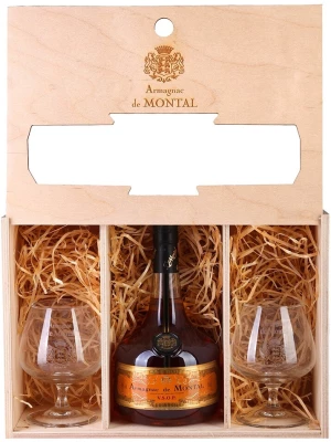 Арманьяк Armagnac de Montal VSOP, gift set with 2 glasses 0.7 л