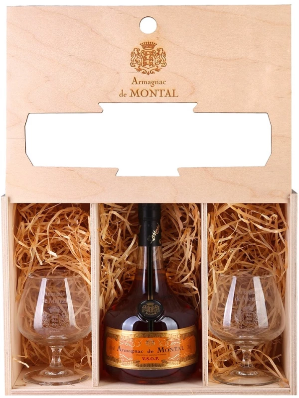 Armagnac de Montal VSOP, gift set with 2 glasses
