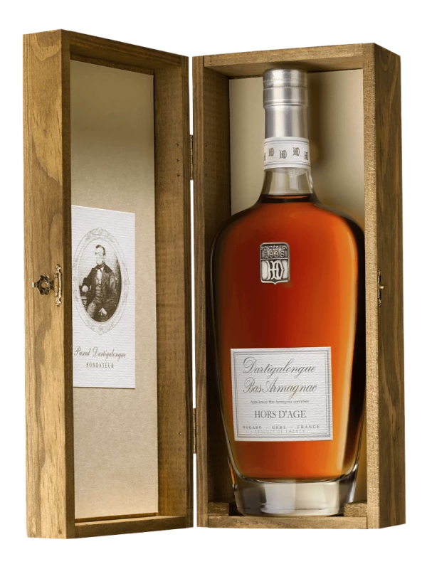 Dartigalongue Hors D'Age, Bas Armagnac AOC, decanter & wooden box