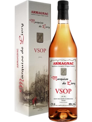 Арманьяк Marquise de Livry VSОР, Armagnac AOC, gift box 0.7 л