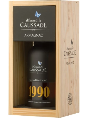Арманьяк Marquis de Caussade Bas Armagnac AOC, wooden box 1990 0.7 л