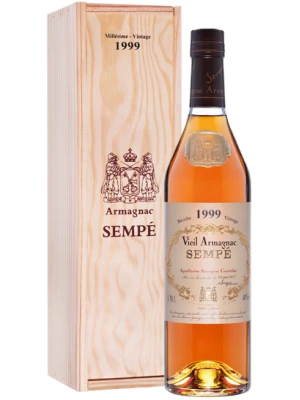 Арманьяк Armagnac Sempe, Millesime, Armagnac AOC, wooden box 1999 0.7 л