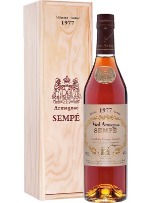 Арманьяк Armagnac Sempe, Millesime, Armagnac AOC, wooden box 1977 0.7 л