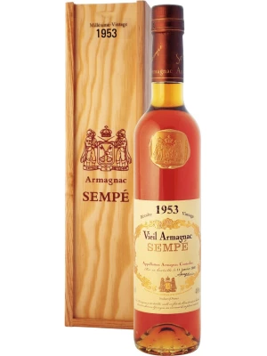 Арманьяк Armagnac Sempe, Millesime, Armagnac AOC, wooden box 1953 0.5 л