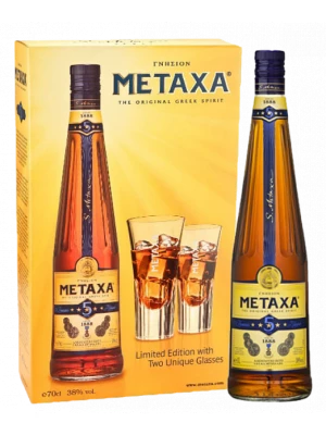 Бренди Metaxa 5* with glass and shot 0.7 л