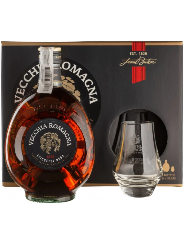 Vecchia Romagna Etichetta Nera, gift box with glass