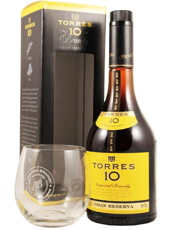Torres 10 Gran Reserva, gift box with glass