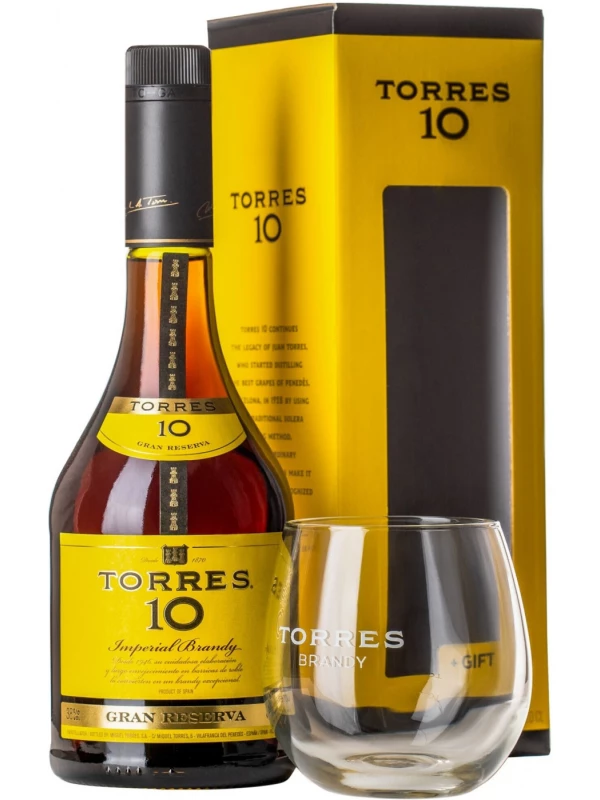Torres 10 Gran Reserva, gift box with glass