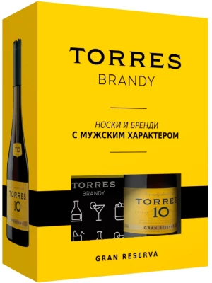 Бренди Torres 10 Gran Reserva, gift box with socks 0.7 л