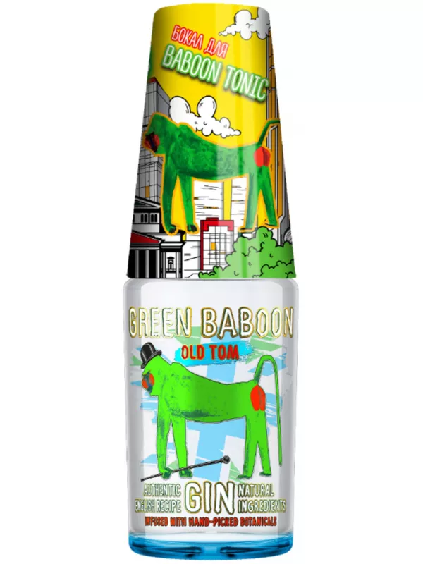 Green Baboon Old Tom, with glass