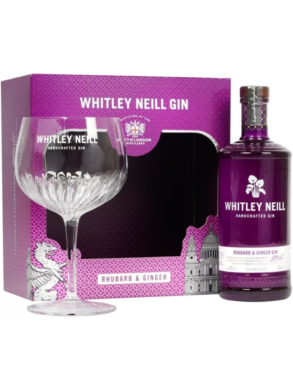 Whitley Neill Rhubarb & Ginger, gift box with glass