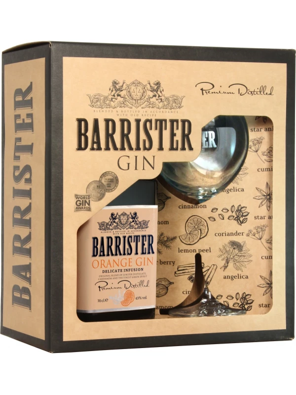 Barrister Orange Gin, gift box with glass