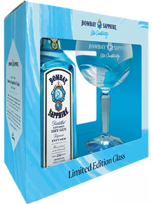 Джин Bombay Sapphire, gift box with glass 0.7 л
