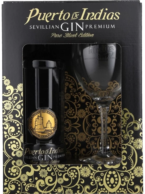Puerto de Indias Pure Black Edition Dry, gift box with glass