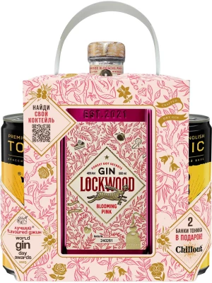 Джин Lockwood Blooming Pink, gift set with 2 cans of ChillOut Premium English Tonic 0.5 л
