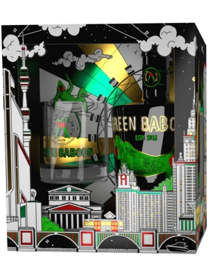 Джин Green Baboon, gift box with glass 0.7 л