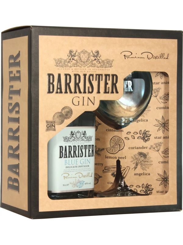 Barrister Blue Gin, gift box with glass